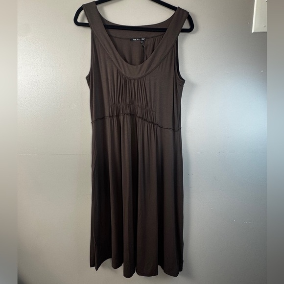 Marc Aurel Brown Midi Capsule Dress 12 Stretch Minimalist Casual Elevated Basic - Picture 11 of 17